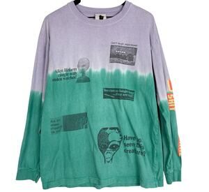 Real Bad Man Extraterrestrial Alien Tie Dye Purple Green Long Sleeve Shirt - L